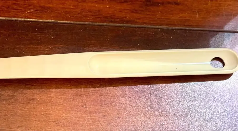 Vintage Beige Plastic Slotted Serving Spoon Made in USA